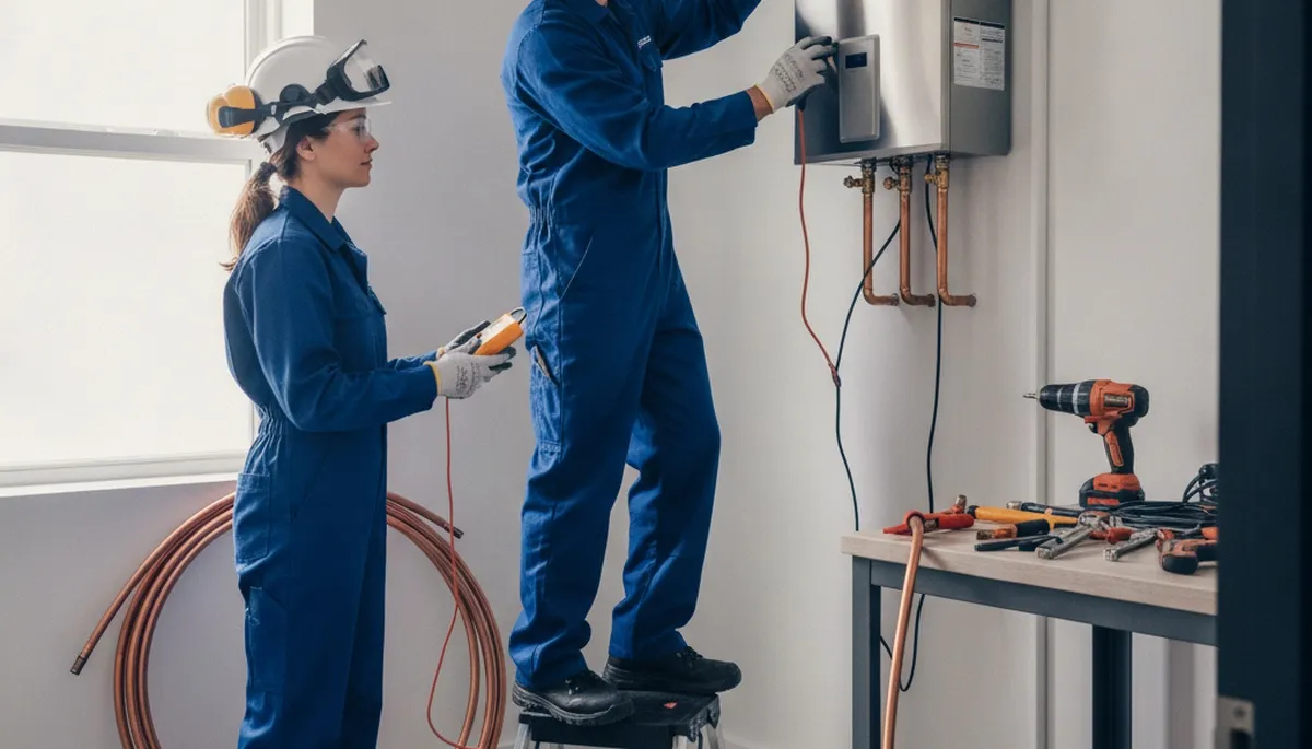Tankless water heater installation in Albuquerque, NM by On Call Plumbers